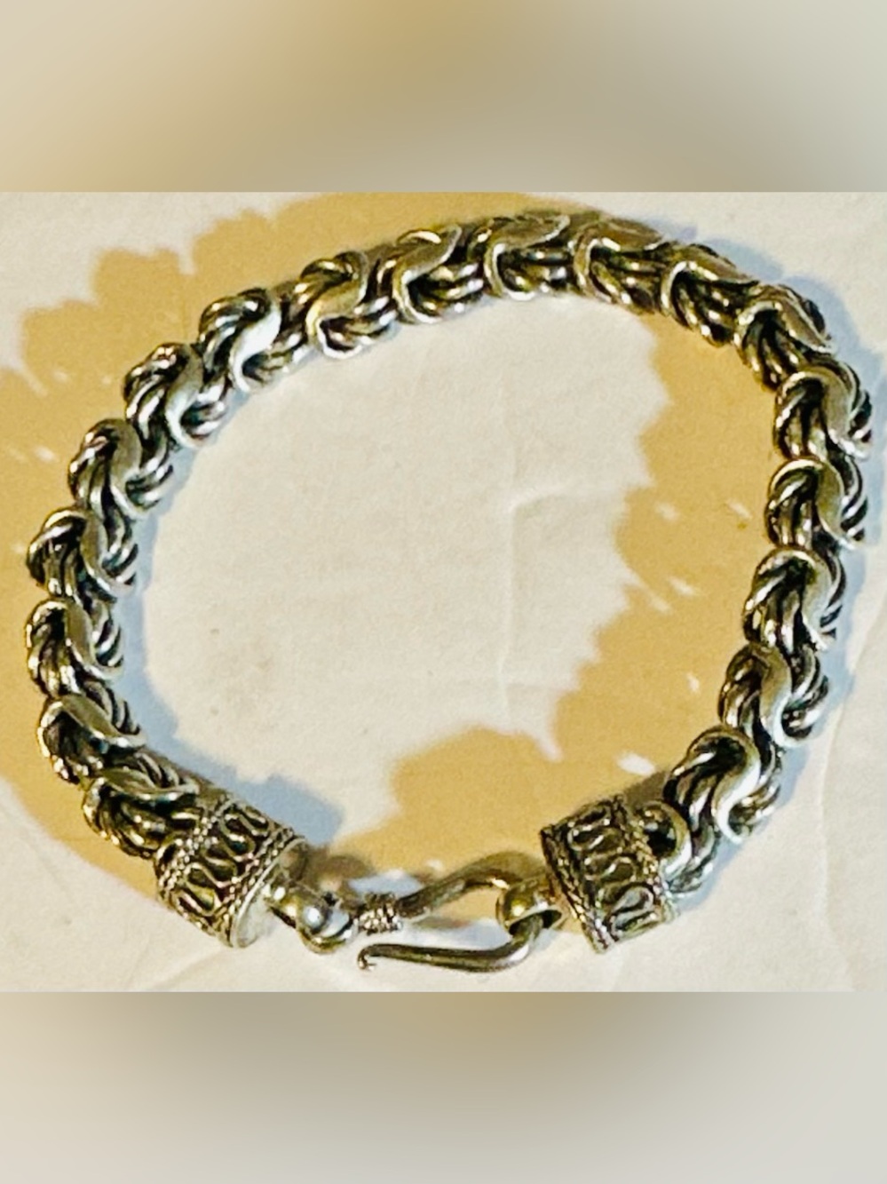 VTG Bali Handmade 925 Sterling Silver Byzantine Bracelet Heavy 30.37 Grm 7.25 L